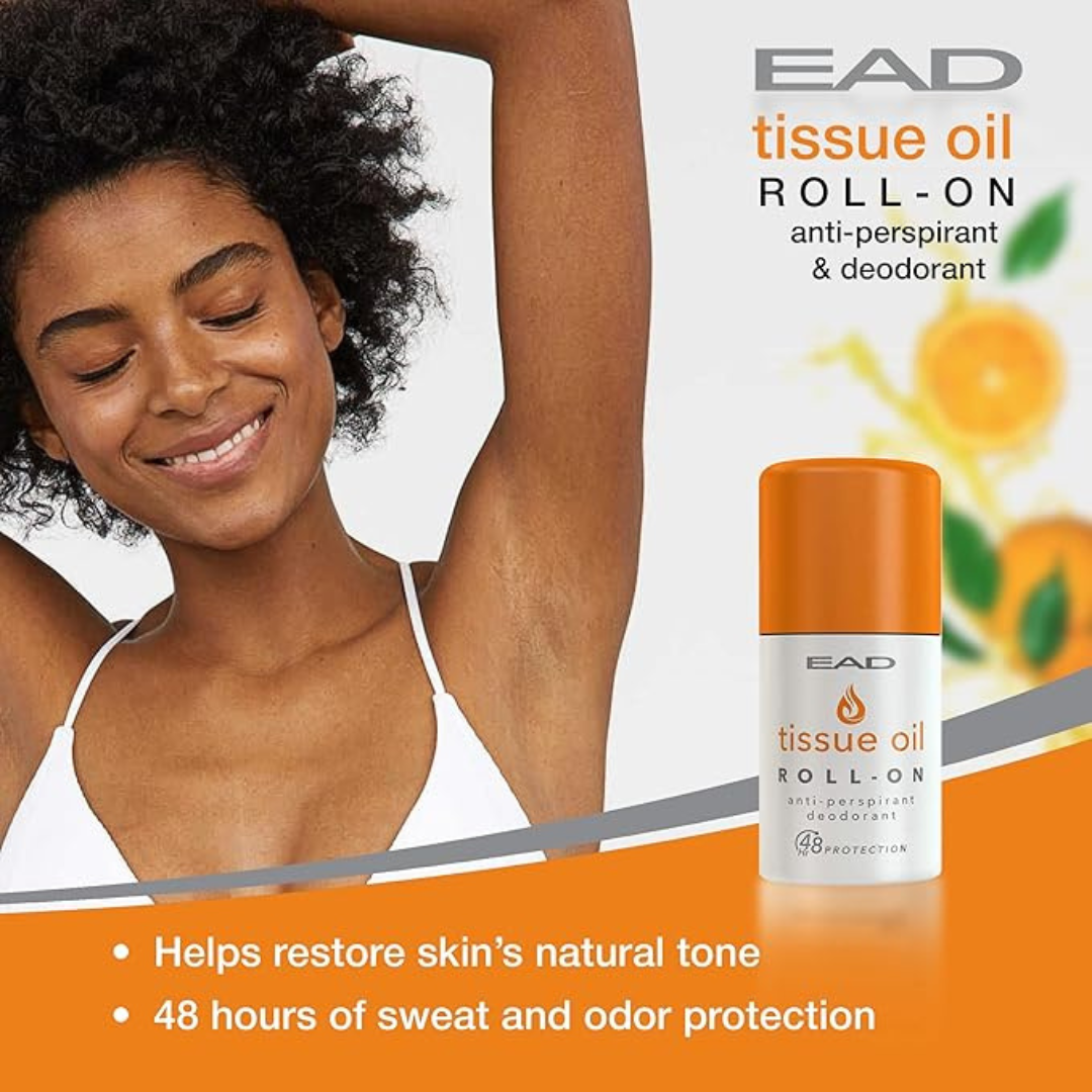 EAD Tissue Oil Roll On Antiperspirant 50ml with Vitamin A E for Scars Uneven Skin Tone Excessive Sweating Irritated Armpits and Dry Dehydrated Skin - Image 3